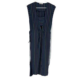 Marine Layer Women S Roxanne Dress Midi Colorful Striped Travel Cap Sleeve Adj